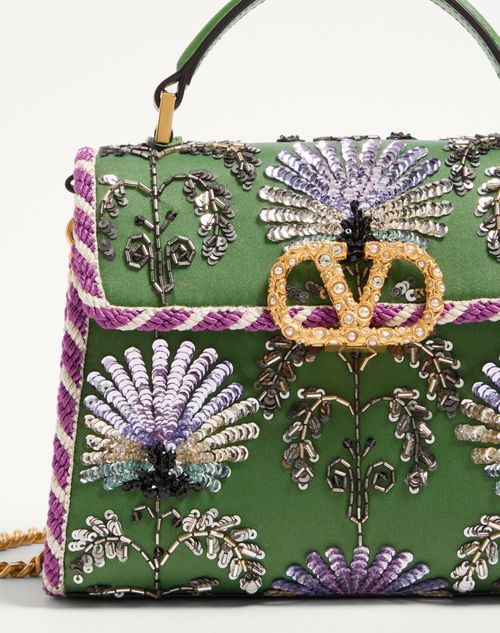 Valentino Garavani - Valentino Garavani Mini Vsling Embroidered Handbag With Jewel Logo - Multicolour - Woman - Top Handle Bags